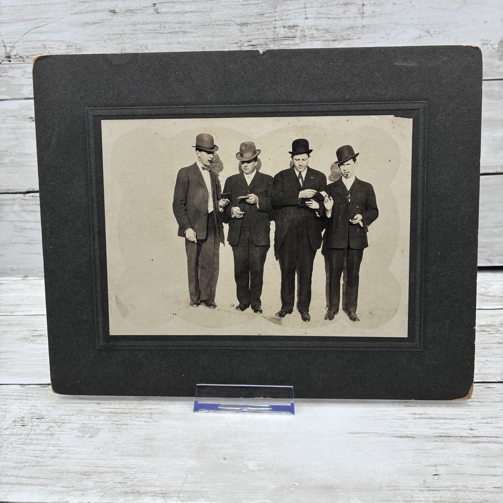 Vintage Photograph 4 Men Bowler Hats Cigars W. L. Hartrick Prescott AZ Mounted